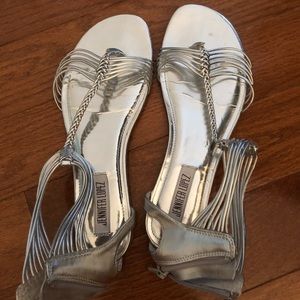 Jennifer Lopez Silver Zip-Up Sandals